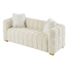 Teddy Fleece Fabric 3 Seater Sofa Loveseat Couch with 2 Pillow