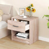 Bedroom Modern End Table Compact Nightstand w/Storage Shelf-Natural