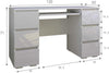 High Gloss 6 Drawers Dressing Table White Study Home Office Makeup Computer Desk