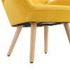 Tub Chair Modern Accent Chair Curved Back Linen Upholstered Armchair Wooden Legs