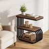 Industrial Small End Table, 3-Tier Narrow Side Accent Table with Metal Frame