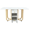 Folding Dining Table Kitchen Rolling Drop Leaf Table with Storage Cupboard