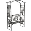 Garden Arch with Bench Weather-Proof Lightweight Outdoor Shade Plants Black New