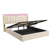 Ottoman Storage Panel Linen Fabric Upholstered Bed Frame with LED 4ft6 Double