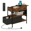 Sofa Side Table 3-Tier Flip Top End Table Storage Drawer with Charging Station