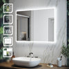 Illuminated Bathroom Mirror with LED Lights Shaver Socket Demister Touch Sensor