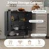 2-Door Kitchen Storage Cabinet with Adjustable Shelf-Black