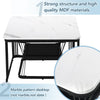 Square Nesting Coffee Table Metal Stacking Side Tables Set Marble-Look White