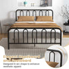 King Size Rustic Metal Bed Frame Mattress Foundation w/Metal Slats Support
