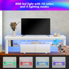 160cm White High Gloss TV Stand Cabinet Unit with RGB LED 2 Storage Doors