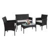 Rattan Garden Furniture 4 Piece Set Black Outdoor Chairs Table Sofa Conservatory