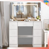 Bedroom Dressing Vanity Table Large Makeup Desk with LED Lighted Mirror 7 Drawer