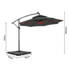 3M 10FT LED Patio Vented Umbrella Cantilever Parasol Solar Lights Crank Handle