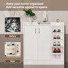 2 Door Wooden Shoe Storage Cabinet Rack Stand Cupboard With Side Shelves Rack