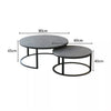 Round Nesting Coffee Table Set of 2 Solid Marble Grey Side End Desk Accent Table