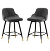 2x Swivel Bar Stools Velvet Metal Legs Breakfast Stools Kitchen Padded Chairs