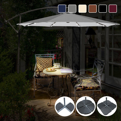 3M LED Banana Parasol Patio Sun Shade Outdoor Garden Hanging Umbrella Cantilever