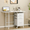 Folding Computer Desk Wheeled PC Laptop Table Writing Workstation-White