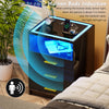 Bedside Table with Charging Station, Nightstand with 3-colour LED Lighting