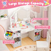 Princess Dressing Table Kids Vanity Desk & Chair Set-White