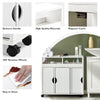 Bathroom Floor Storage Cabinet w/ 2 Sliding Doors Cupboard White 4 Wheels