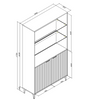 Display Cabinet I 175cm Sideboard I Grey Matt Gold Legs Doors I Glass Shelves