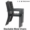 Garden Chair Set of 2 Black Stackable Waterproof Outdoor Dining Chairs Furniture