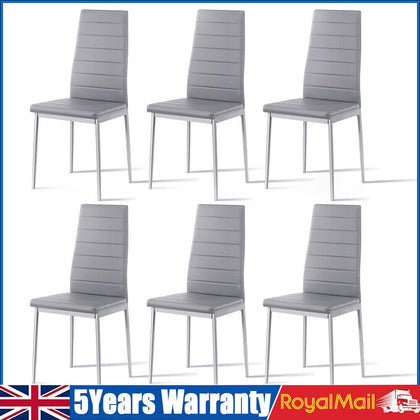 6X Dining Chairs Set Faux Leather Padded Seat Metal Legs Kitchen Office Jgcpujdv