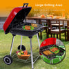 Outdoor Barbecue Cooking Grill Powder Wheels Red Charcoal Trolley BBQ
