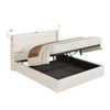 Ottoman Storage Bed Frame 5ft King Size Bed with Headboard Linen Fabric Beige