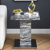 Parini High Gloss Lamp Table In Melange Marble Effect