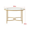 Round Tempered Glass Coffee Table Modern Living Room Sofa Center Table Metal Leg