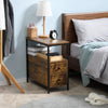 Industrial Bedside Side Table Bedroom Rustic Drawer Shelf Storage Tabletop Unit