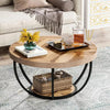 Tribesigns Round Coffee Table, 2-Tier Cocktail Table with Storage Shelves