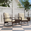 3pcs Rattan Bistro Set, Wicker Garden Furniture Set with Cushions, Glass Top Cof