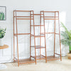 Bamboo Clothes Rail Rack Open Wardrobe Garment Organizer Stand Storage Shelves