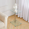 2-Tier Tempered Glass Sofa End Side Coffee Table Bedside Table Night Stand Lamp