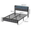 Levede King Bed Frame Metal Mattress Platform LED Lights Storage Headboard USB