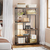 5-Tier Staggered Bookshelf, Industrial 70.8-Inch Tall Bookcase for Home Office