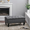 Vintage Padded Bench Stool Footstool Chair Rectangle Seat Studded Buttoned Stand