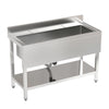 47in Stainless Steel Sink Commercial Kitchen Prep Storage Shelf Large Basin Bowl