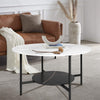 2 Tier Large Round Coffee Table White Sleek Marble Side Table Matt Black Frame