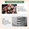 31.5-Inch Round Coffee Table, Solid Wood Center Table with Thickened Tabletop