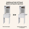 Modern Dressing Vanity Table with LED Light Mirror Fold-up Side Panel 2 Drawers
