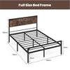 Double Bed Frame Industrial Metal Platform Bed with Headboard and Footboard