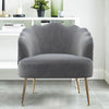 Velvet Wing Back Armchair Occasional Accent Chair Lotus Back Design Metal Legs