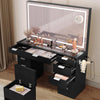Vanity Dressing Table 11 Drawers Makeup Desk Chair Set with LED Mirror Stool