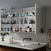 LED Bathroom Mirror Cabinet With Bluetooth Shaver Socket Large Storage 1050x650