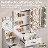Dressing Table Vanity Makeup Desk With LED Light Mirror And Stool Drawer Bedroom