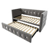 DAYBED VELVET UPHOLSTERED BED SINGLE BED GUEST BED SOFA BED WITH TRUNDLE GREY